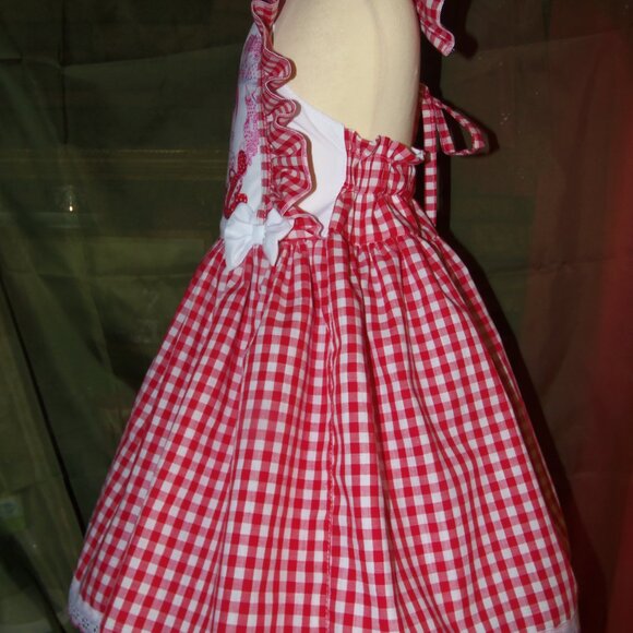 Hello Kitty Gingham fabric Girl Dress and Bow Size 4t NEW - Picture 4 of 8